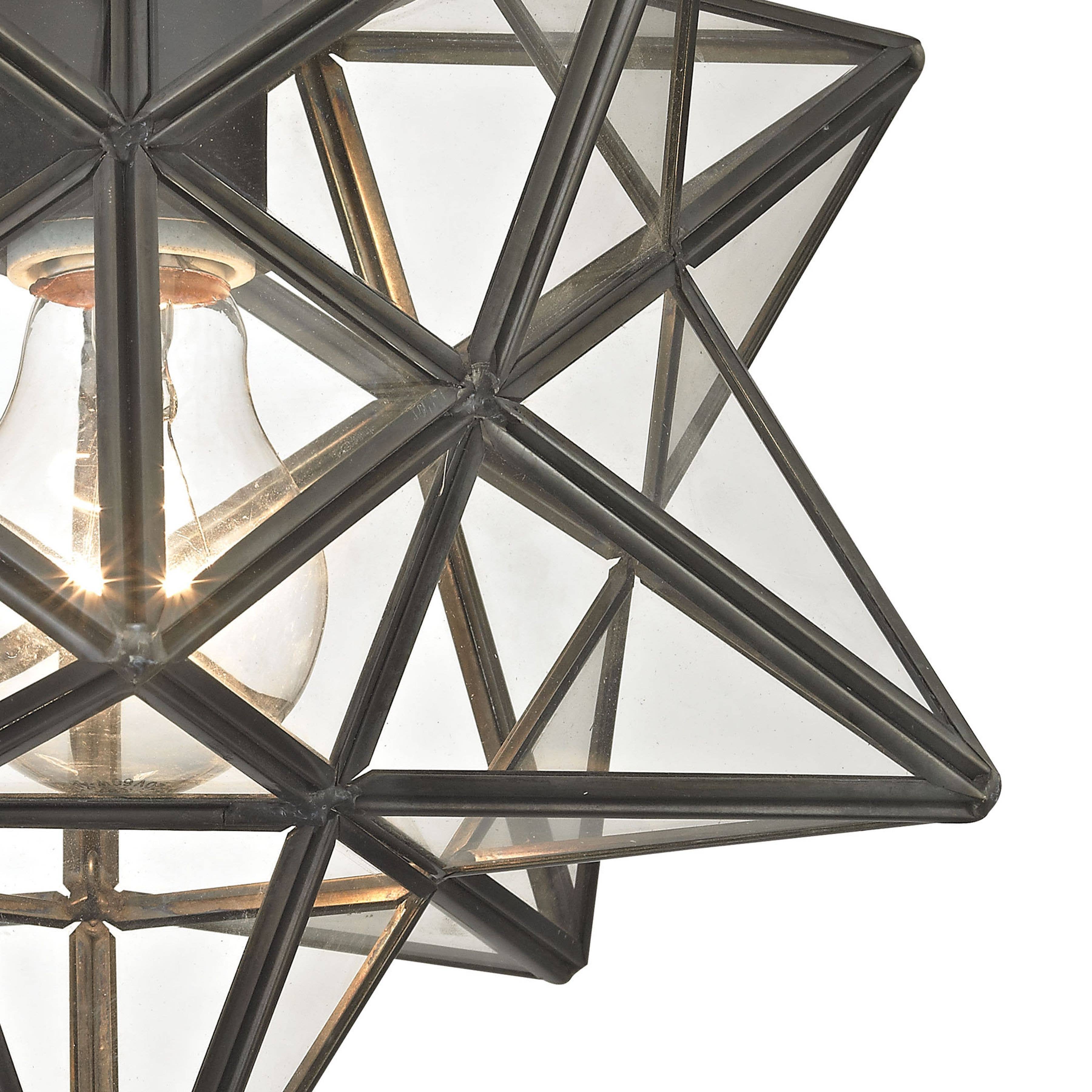 Moravian Star 11" 1-Light Flush Mount in Oil Rubbed Bronze# for wholesale on Faire2