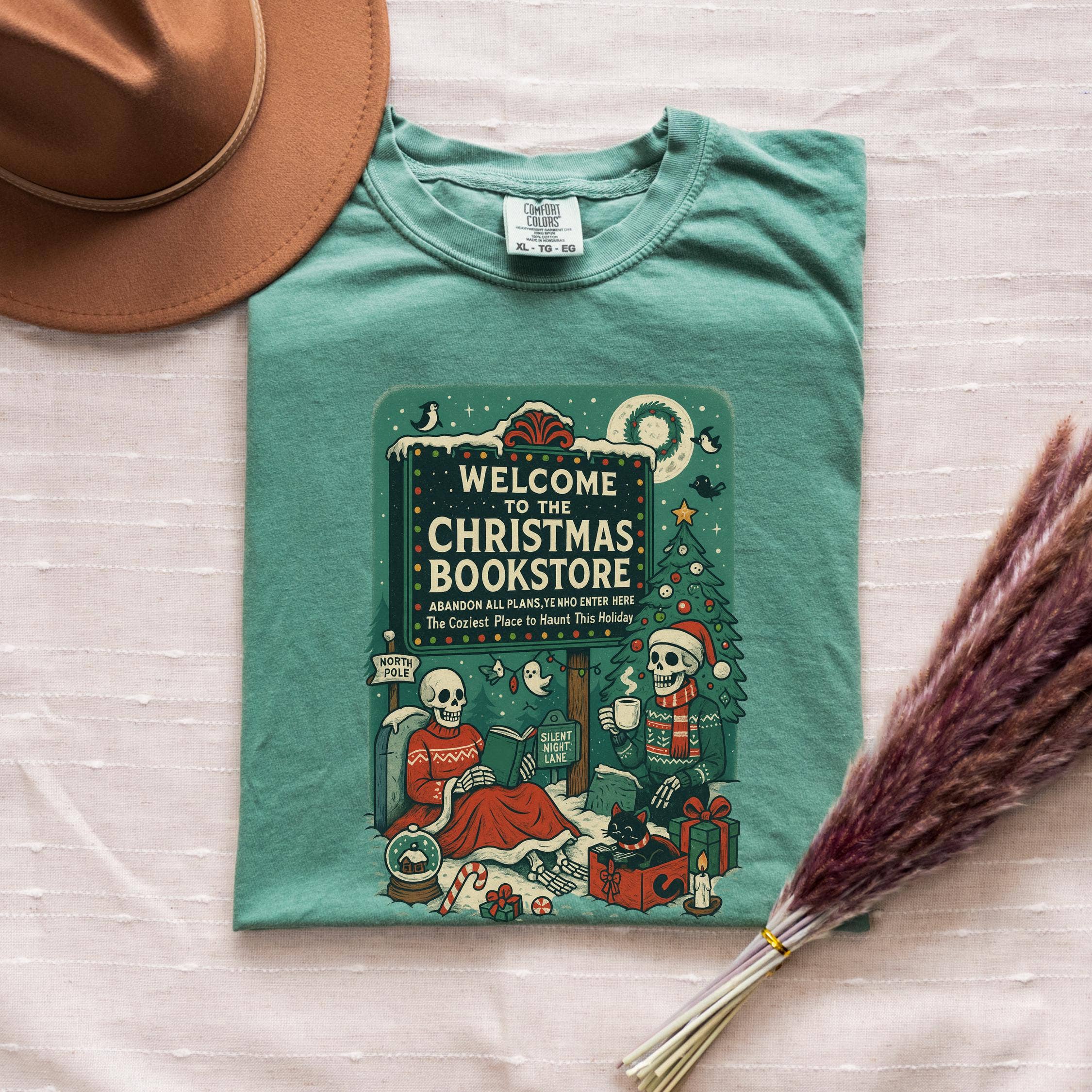 Glaime - Wholesale T-Shirt (Graphic) - Women's - Comfort Colors Christmas Shirt, Christmas Bookstore Sweater3