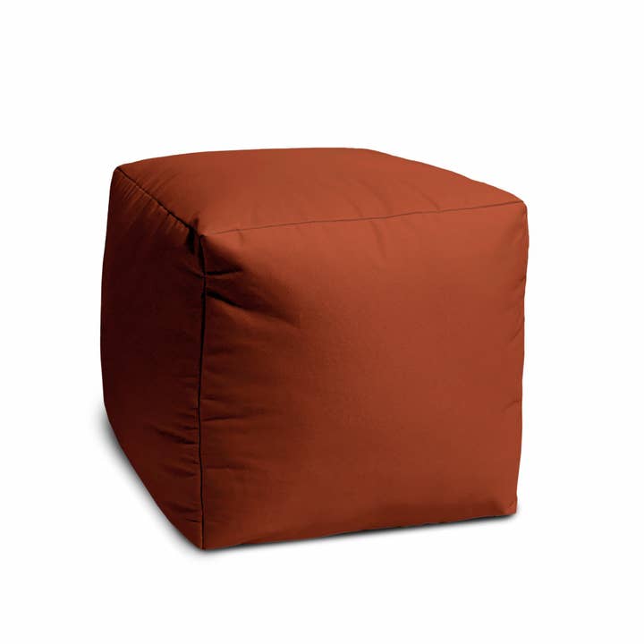 Greenwestons - Wholesale Pouf - Dark Amber Rust Solid Color Pouf Ottoman 17" - Cube Ottoman