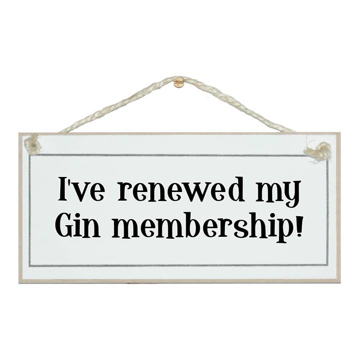 Crafty Clara – Großhandel Schilder – Gin-Mitgliedschaft! Trink-Schilder