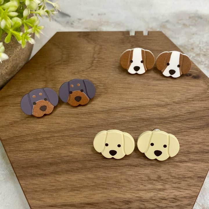 Acrylic Stud Earrings - Dog Mix for wholesale by Hive Supply