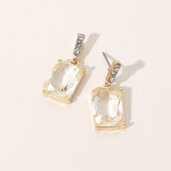 Sensibling Corp. - Wholesale Dangle Earrings - Rectangle Stone Cluster Dangle Earrings