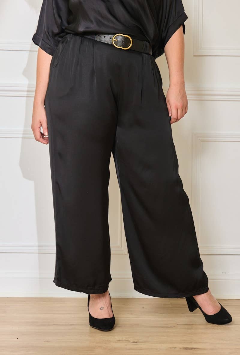 C'MELODIE - Wholesale Pants - Women's - Plus Size - Elegant Pleated Wide-Leg Pants8
