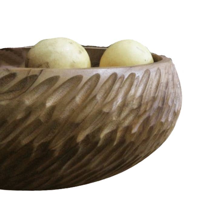 Kasih Co-op - Vendita all'ingrosso Ciotole/Piatti decorativi - Ciotola in legno intagliata inclinata, intagliata a mano da artigiani indonesiani, ciotola in radice di teak massiccio