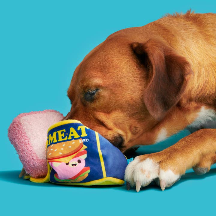Pet Palette Distribution - Wholesale Pet Plush Toy - Dog - BARK Canned SMEAT Plush Dog Toy XS/S4