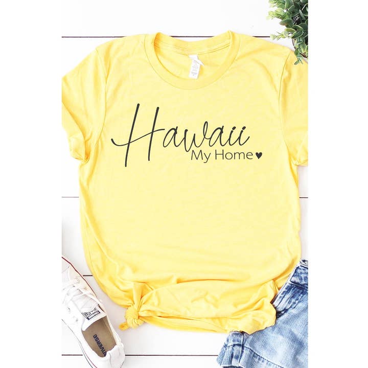 Hawaii my home graphic tee for wholesale by Kissed Apparel