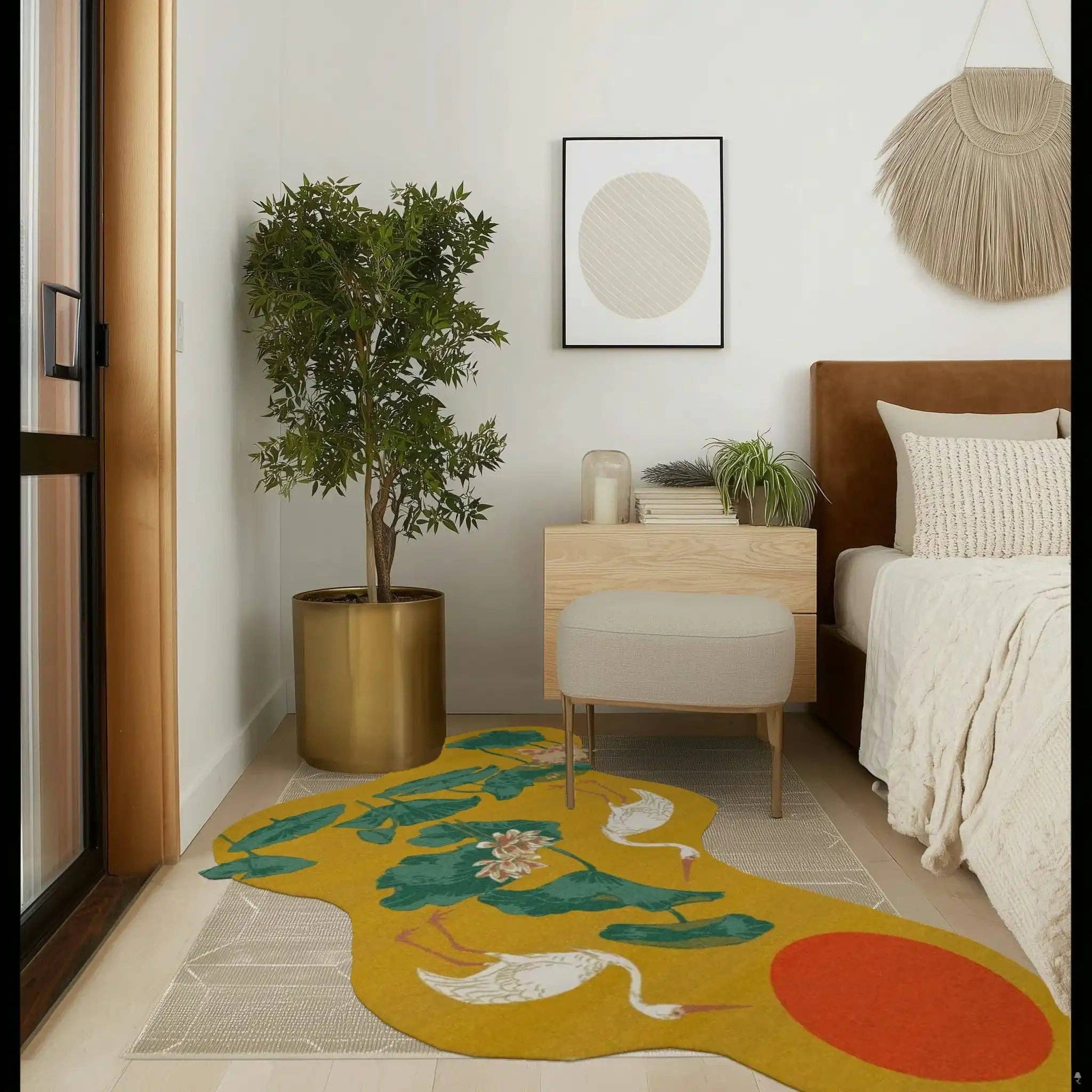 Maia Homes - Wholesale Area Rug - Cranes and Lotus in a Sunny Pond Hand Tufted Rug3