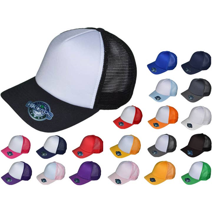 Buck Wholesale - Wholesale Trucker Hat - Unisex - Blank 5 Panel Cotton Foam Trucker Hats - BKP PREMIUM Caps