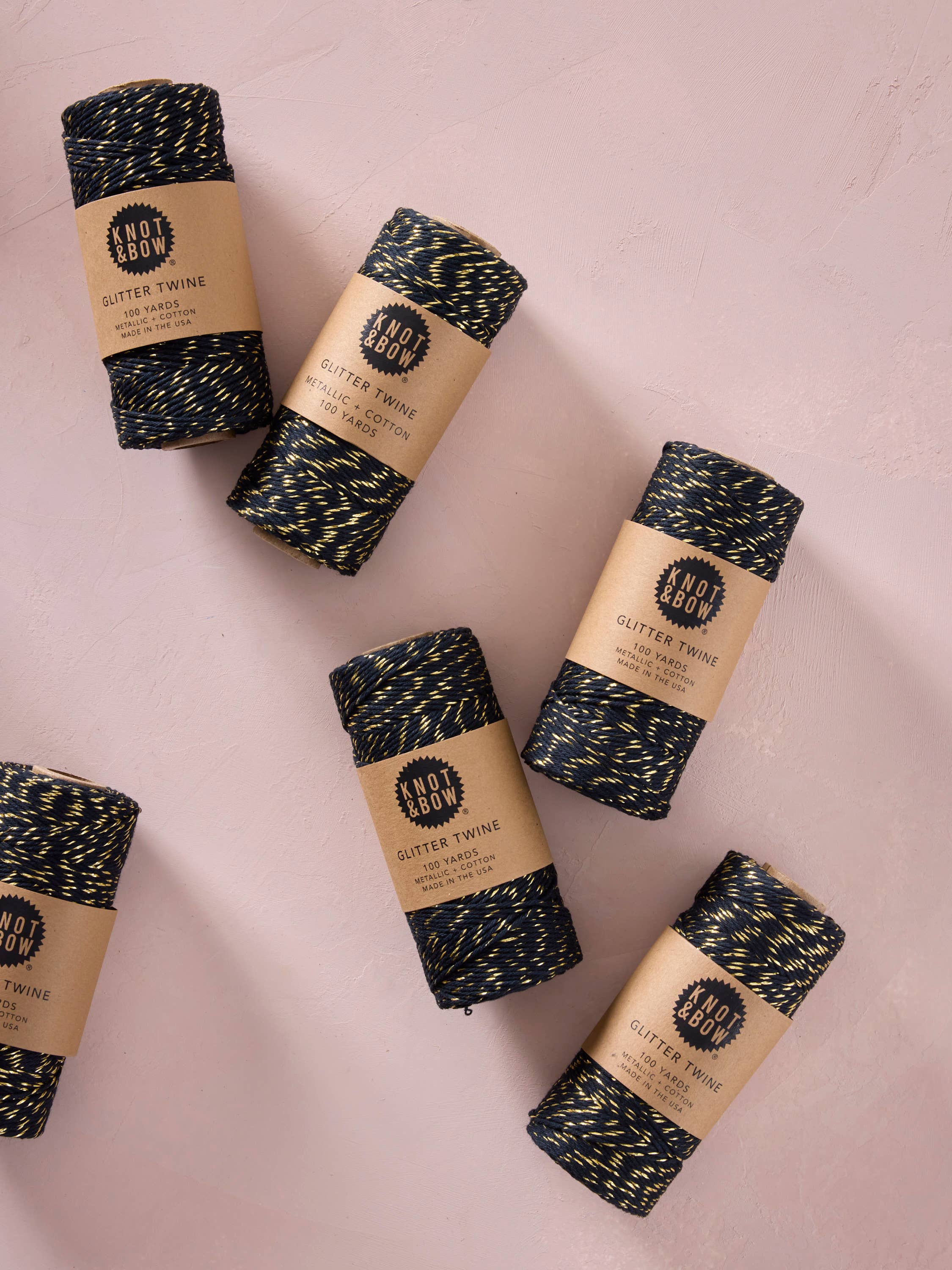 Knot & Bow - Wholesale Twine - Gold Black Glitter Twine1