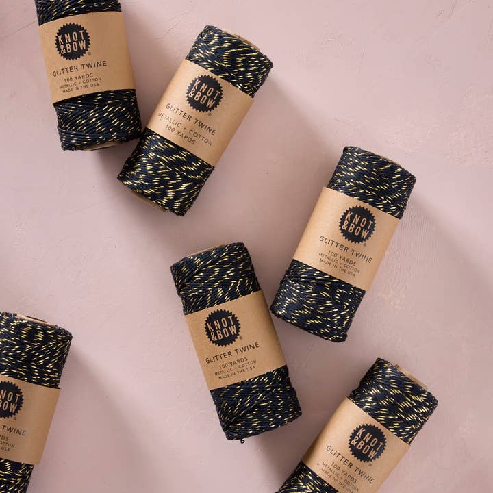 Knot & Bow - Wholesale Twine - Gold Black Glitter Twine1