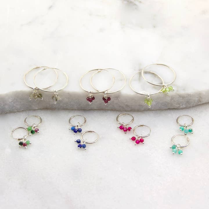 Veluna - Wholesale Hoop earrings - Razzle Micro Gemstone Mini Hoop