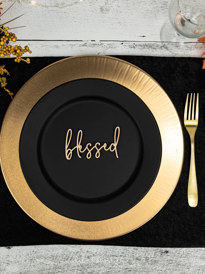 Blessed place card settings, wood Thanksgiving table decor for wholesale by KobasicCreations