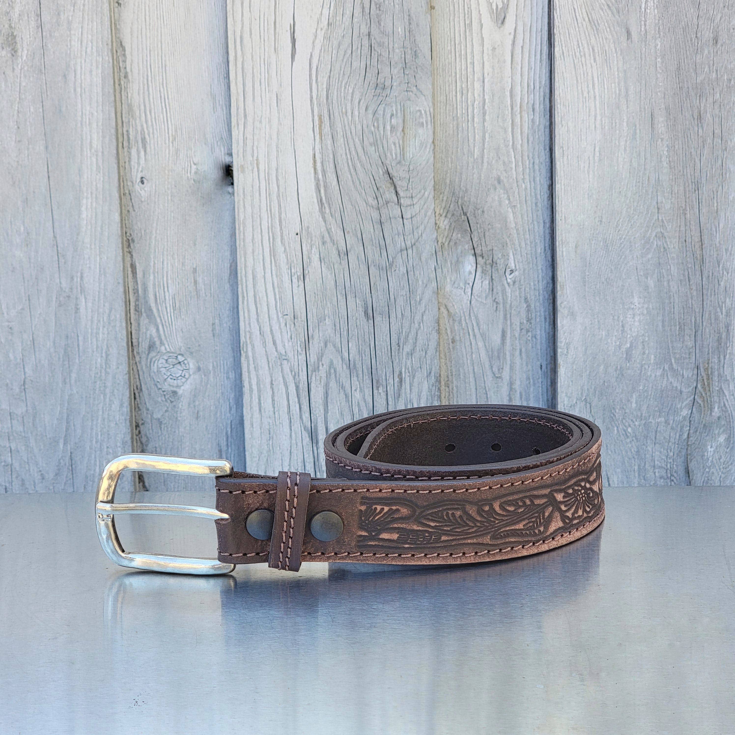 NAB LEATHER - Wholesale Belt - Unisex - Brown Artistic 100% Full Grain Leather Belt6