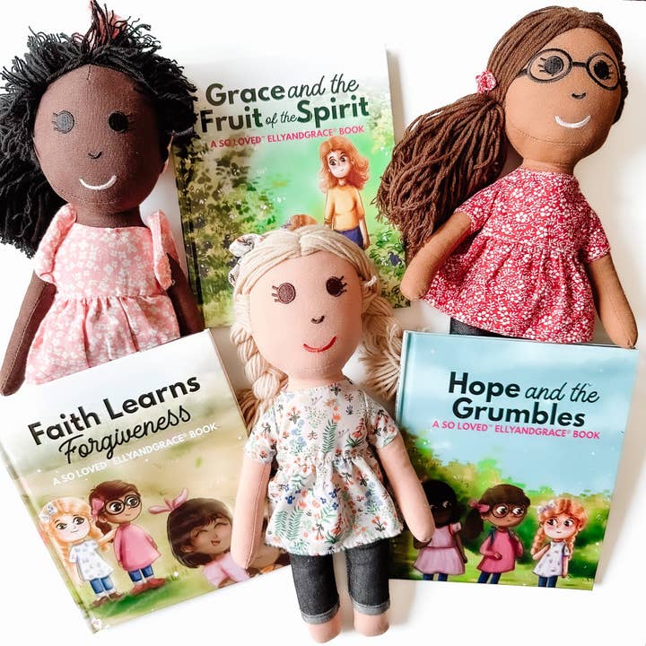 EllyandGrace - Wholesale Doll - Kids - Faith, Grace, Hope, Full Linen Doll and Christian Book Set4