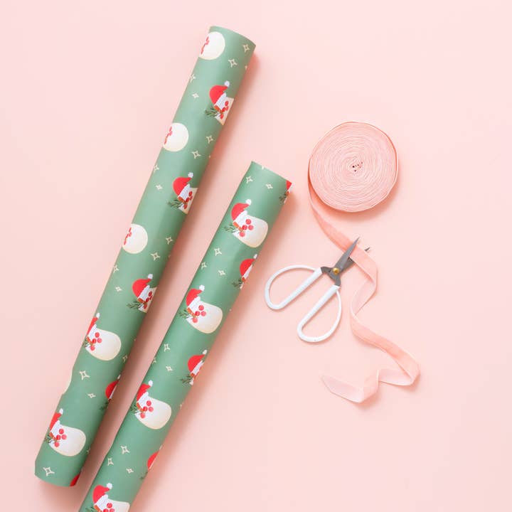 Santa Cocktail Christmas Wrapping Paper - 3 sheet roll for wholesale by Isabella MG