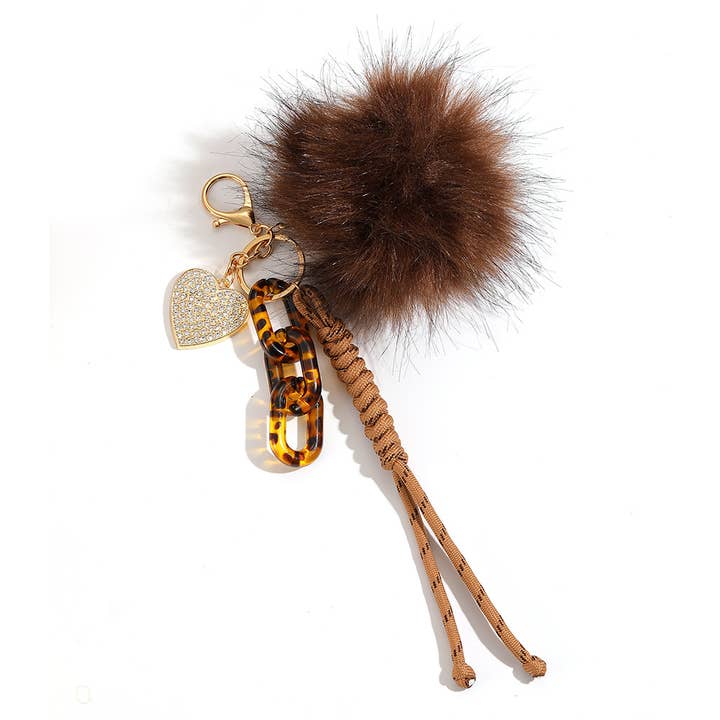 Ornements - porte-clés pompon imprimé léopard pour sac pour la vente par Eagle Crest Industries Inc.