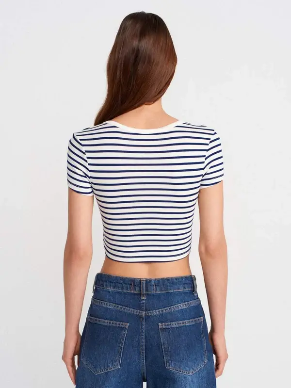 My 9Teen - Wholesale T-Shirt - Women's - Horizontal Stripes Crop Tee6