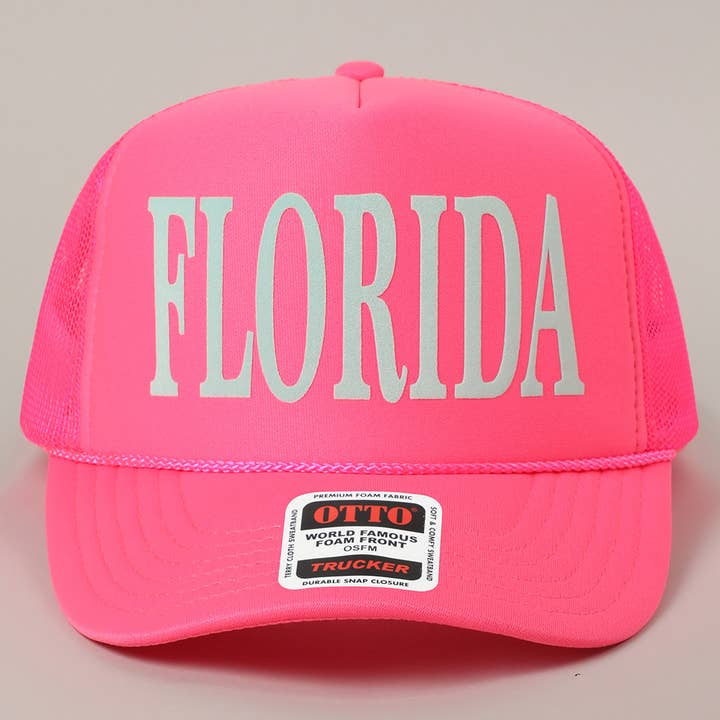 Fashion City - Wholesale Trucker Hat - Unisex - FLORIDA Text Printed Mesh Back Foam Trucker Hat27