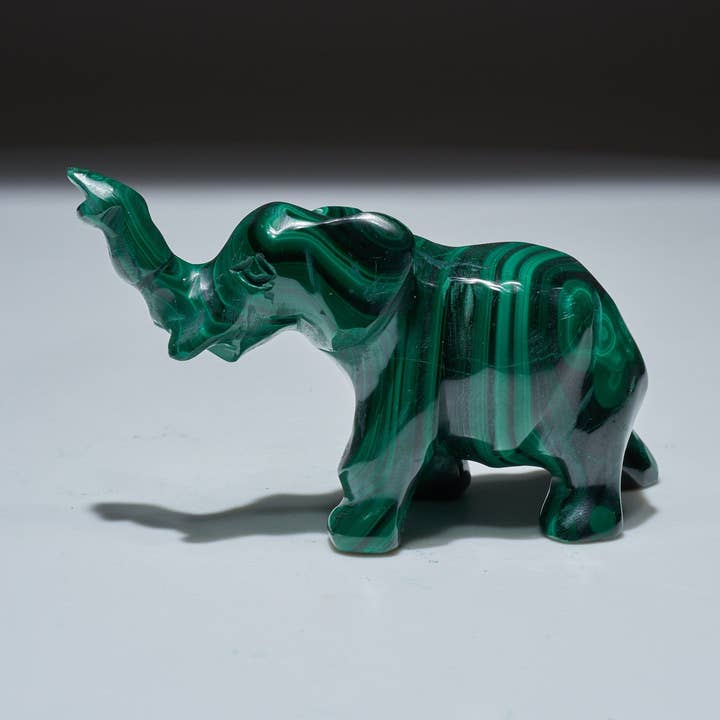 0,3 LB geschnitzter Malachit-Elefant für den Großhandel von Malachite And More