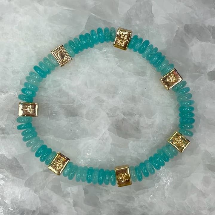 Kralen Mahjong Armband - Licht Turkoois voor wholesale door Lauren Ferrell Designs