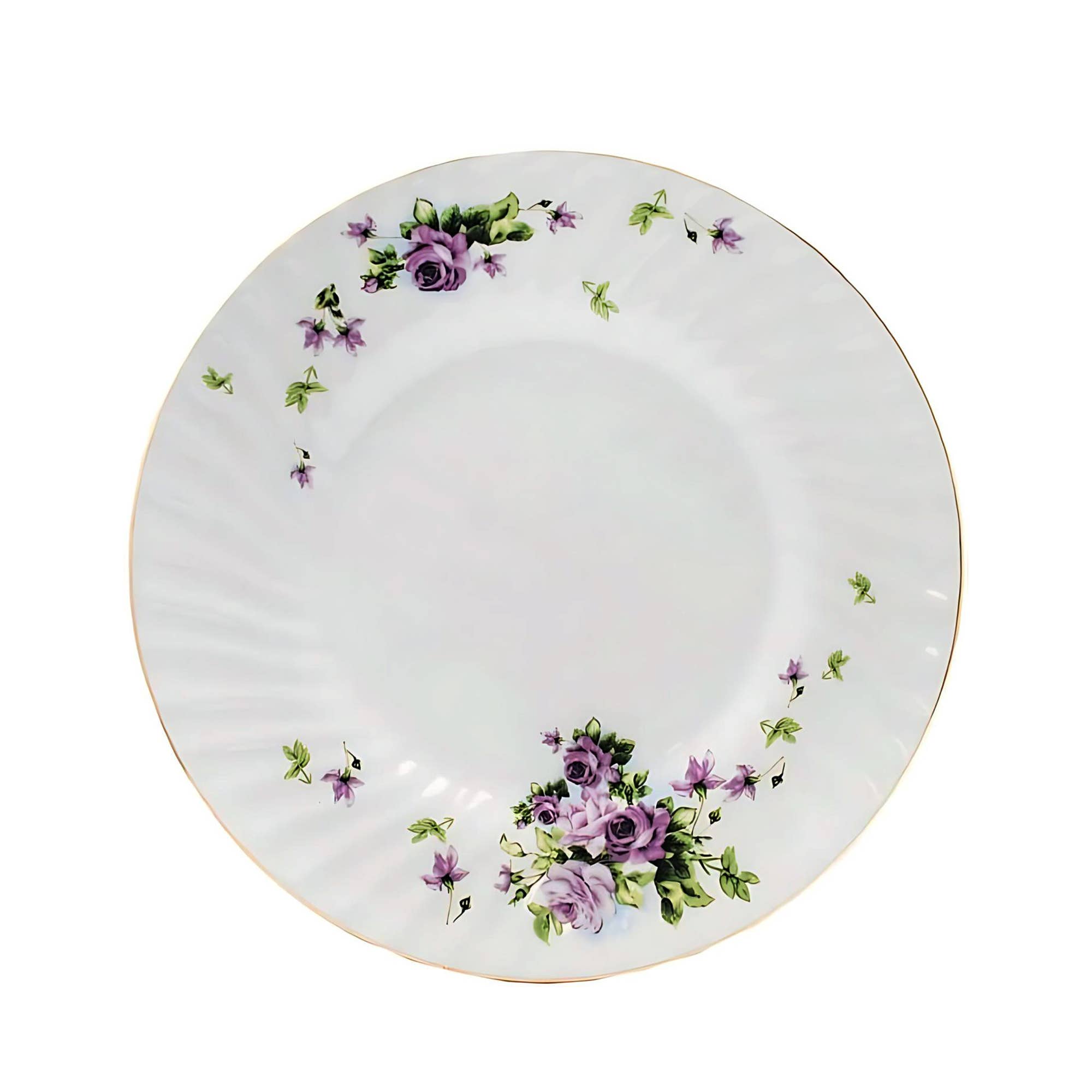 Lynns - Wholesale Dinner Plate - *Floral 7½-Inch Porcelain Dessert Plate with Rippled Swirls14