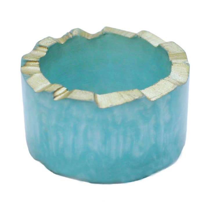 Anel Guardanapo Glamour Resin em Aqua & Gold, Conjunto de 4 por atacado de Trunkin'