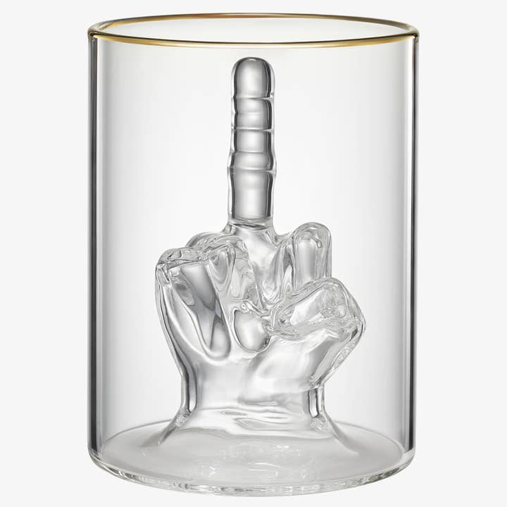 The Wine Savant / Khen Glassware - Wholesale Cocktail/Liquor Glass - Middle Finger Gifts Whiskey Glass | SINGLE | 12.5 OZ