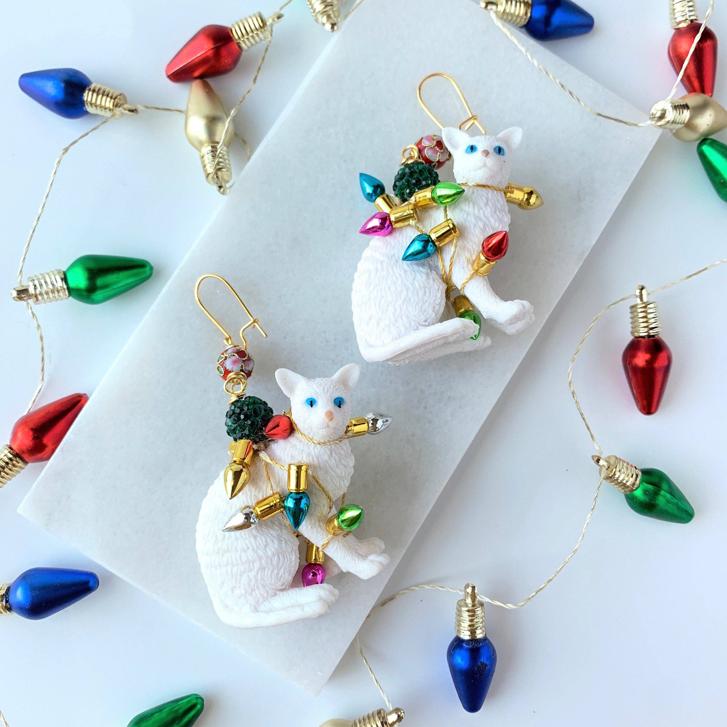 Lenora Dame - Wholesale Dangle Earrings - Tangled Kitty Holiday Earrings2