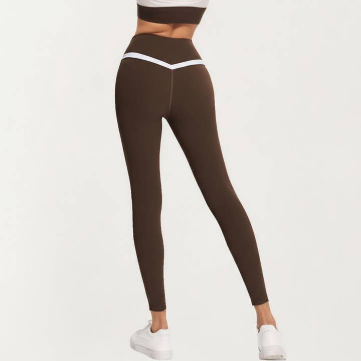 Active by Anna-Kaci - Wholesale Athletic/lounge leggings – Women's - Crossover Waist Colorblock Full Length Leggings with Stretch4