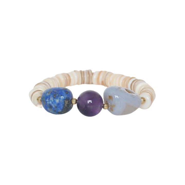 CAILLOUX bracelet extensible lapis & améthyste pour la vente par Nature Bijoux