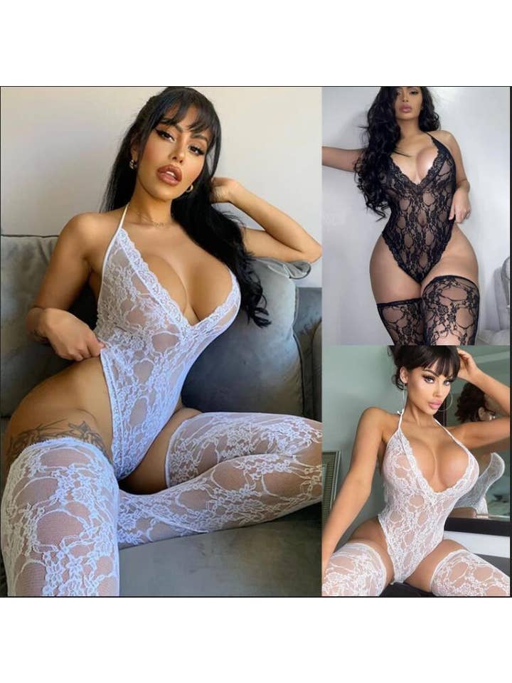 Tourtiwi - Wholesale Bodysuit - Women's - Sexy lingerie sexy strapless lace open crotch bodysuit