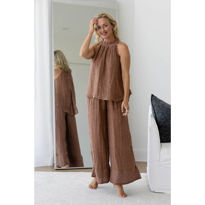 Arana Linen Pant - Clay for wholesale by Eadie Lifestyle