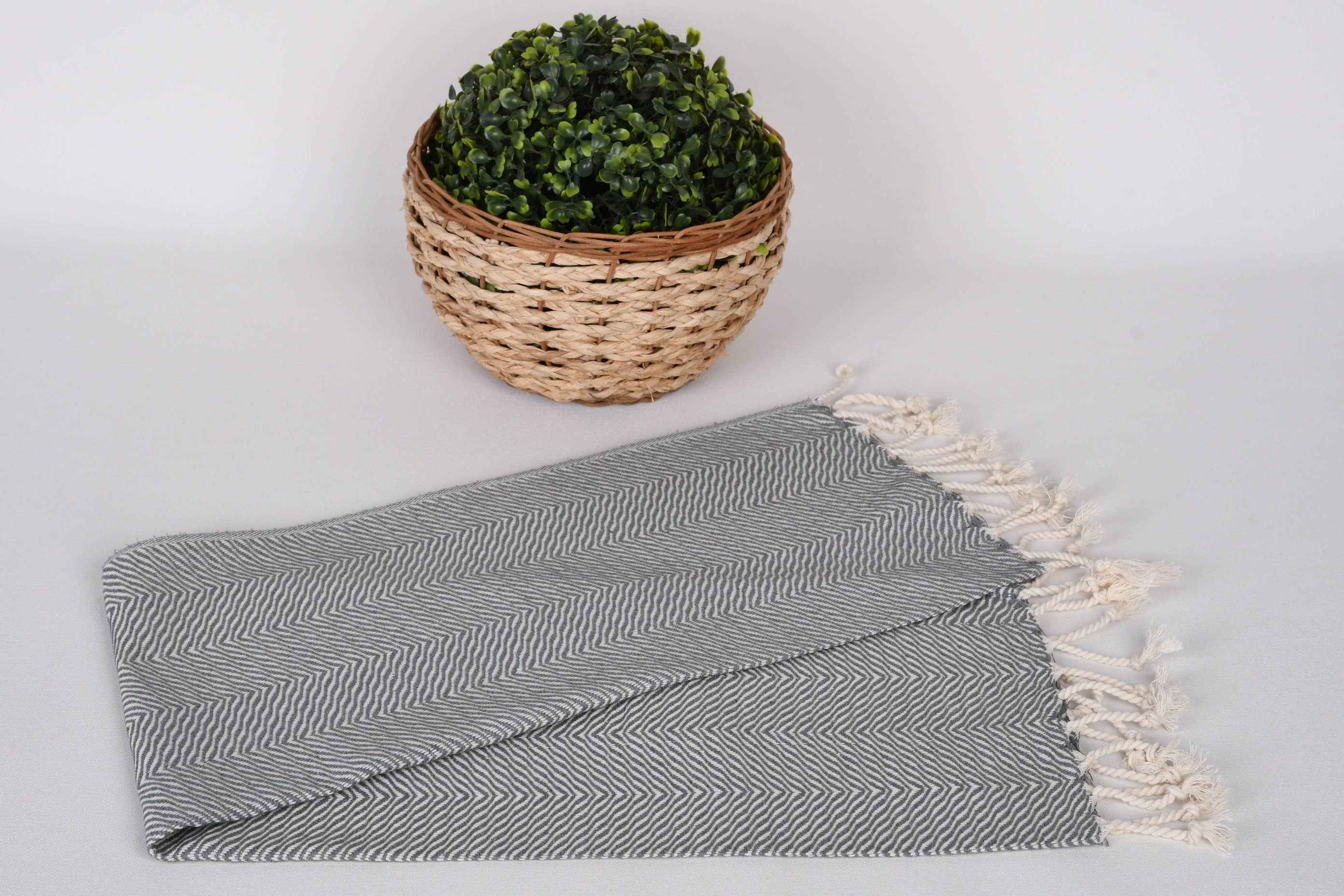 Organic Turkish Towels - Wholesale Tea towel - Turkish Tea Towels, Elegant Dark Gray Napkin4
