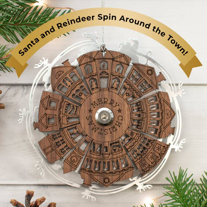 Spinning Santa Ornament for wholesale by Inspired Indigo