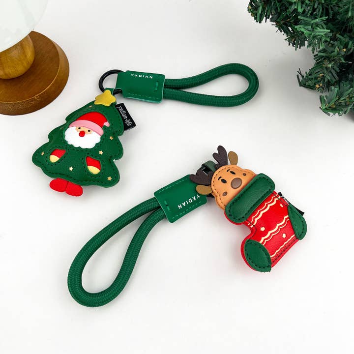 Weihnachtlicher Leder-Schlüsselanhänger, Festtagsornament für den Großhandel von SoapElenGlen