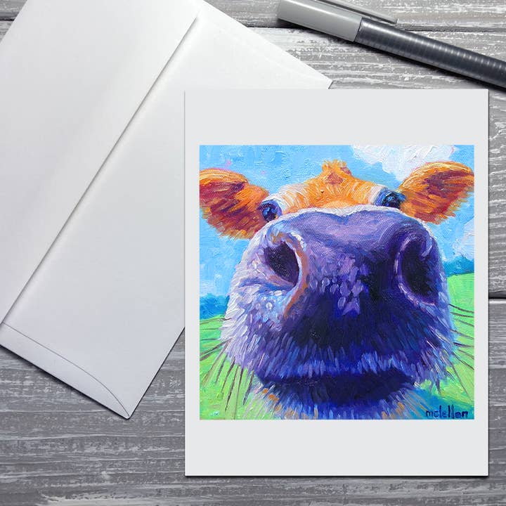 Cow 4 Note Card with Envelope for wholesale by Betsy McLellan Art