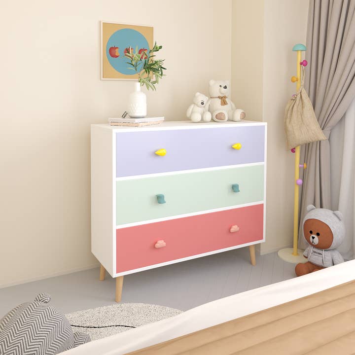 39F Inc. - Wholesale Bedroom Furniture - Colorful Kids 3-Drawer Dresser Storage Cabinet for Bedroom20