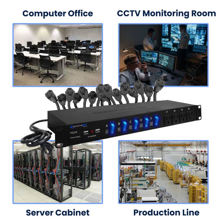 Technical Pro - Wholesale Music Accessory - 20-Outlet 19" Rack Mount Surge Protector with USB Ports10
