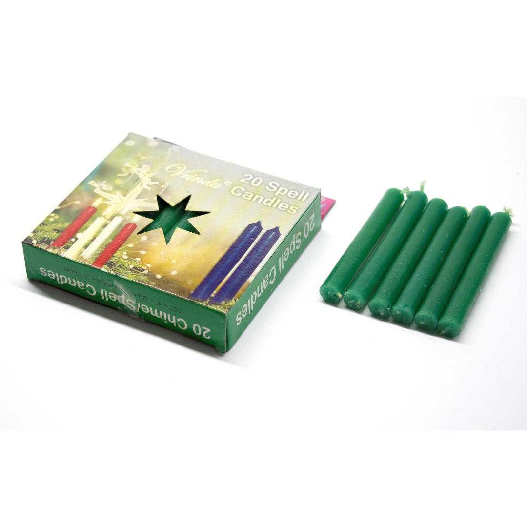 Vrinda - Wholesale Tapered Candle/Candlestick - 4''Chime/Spell candles(pack of 20) Green3