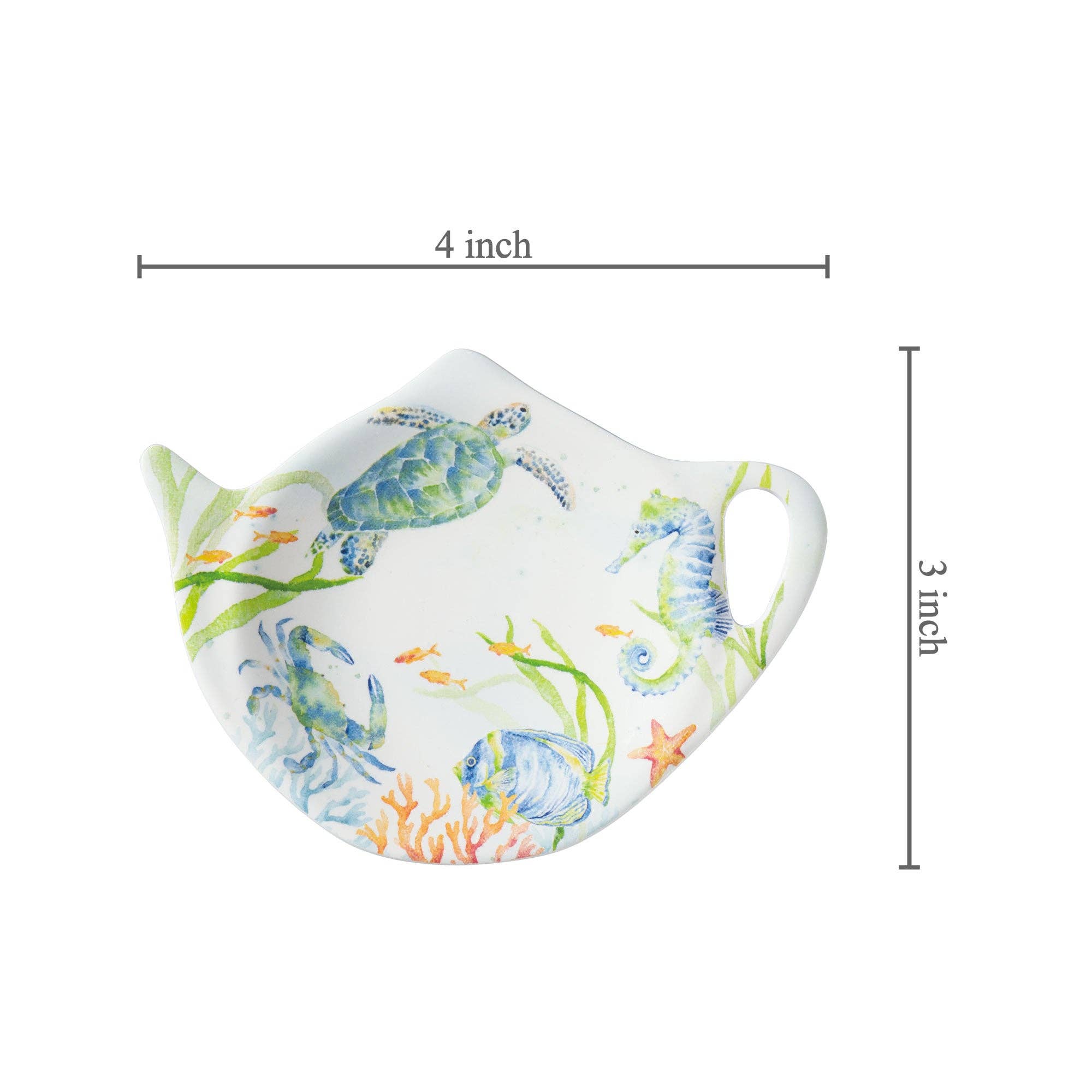 Supreme Housewares - Vente Passoires à thé/infuseurs - Porte-sachets de thé en mélamine Sealife Serenade, 4 pièces3