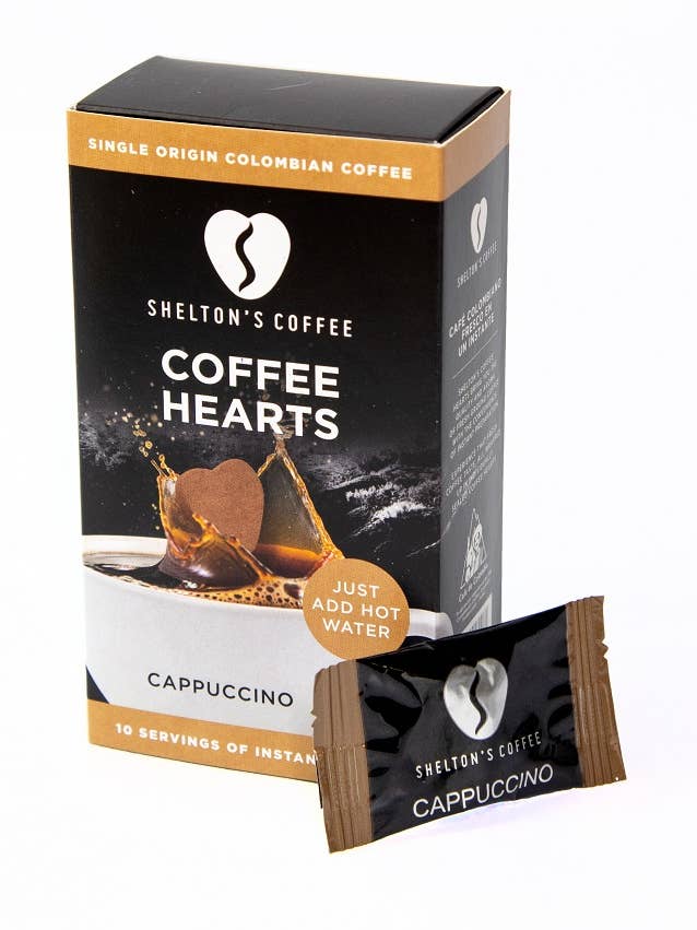 Shelton's Instant Coffee Hearts Cappuccino Flavour for wholesale by Shelton's Coffee