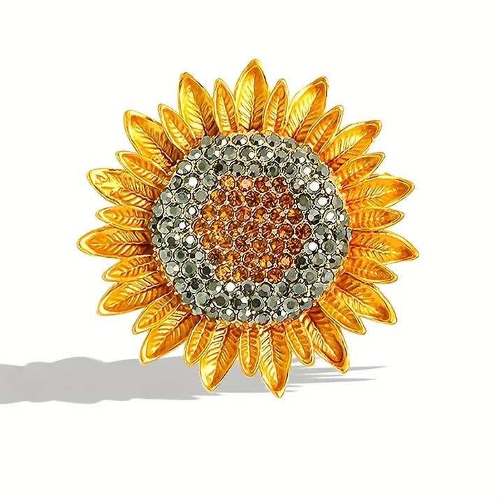 Magnifique Hearts – wholesale Brosch – Vacker Vibrant Solros Brosch, strass, Elegant 1.5