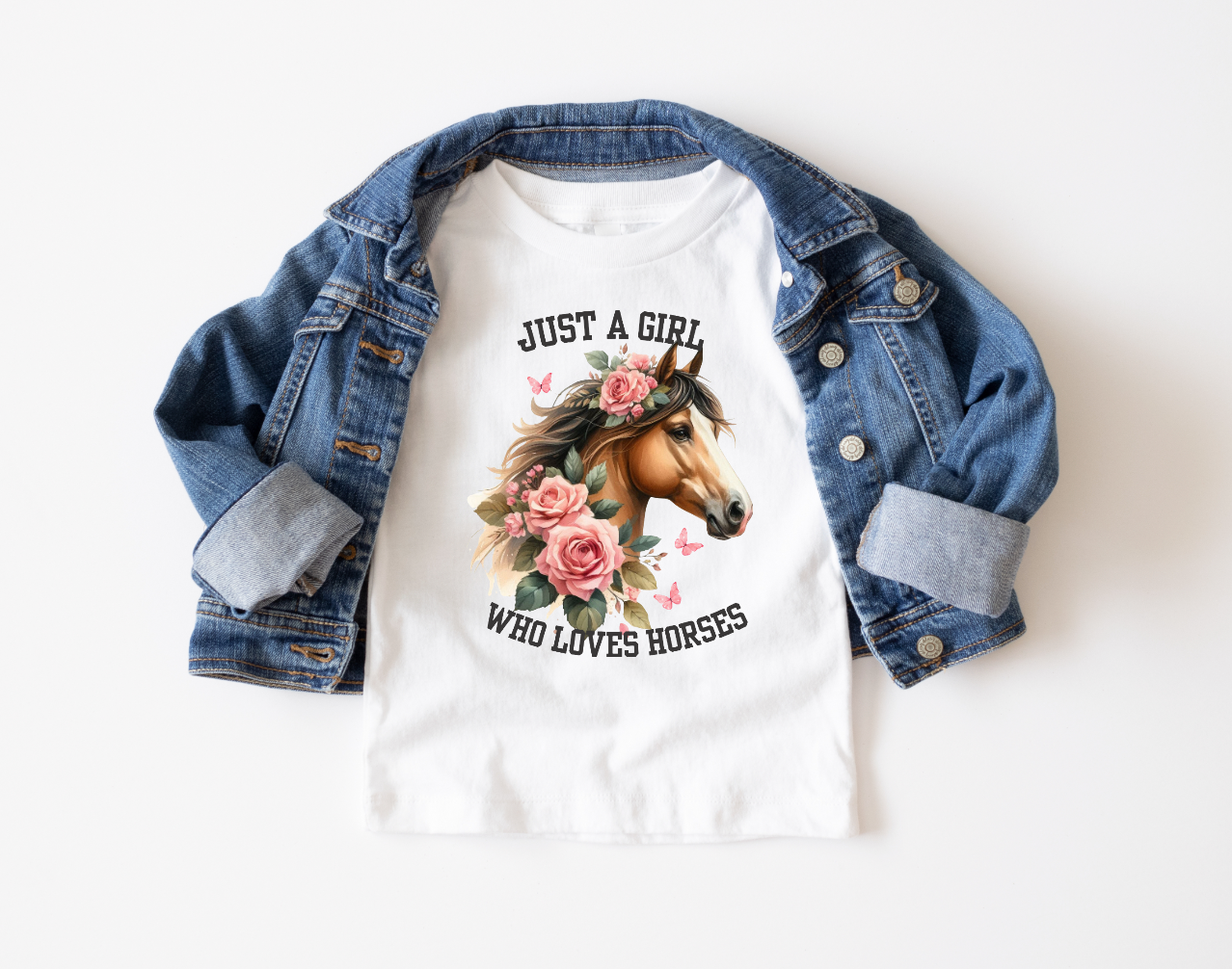 AvaryMaeInspirations – Engroshandel T-shirt med serigrafitryk – til børn – Bare en pige, der elsker heste, Western Rodeo piger T-shirt4