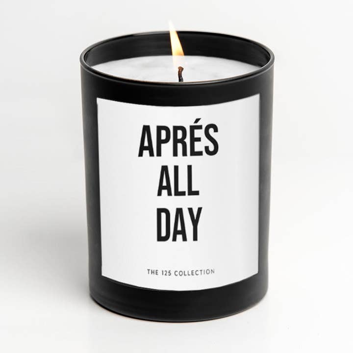 The 125 Collection - Wholesale Jar/Filled Candle - Apres All Day: 12 oz Matte Black Glass Soy Candle0