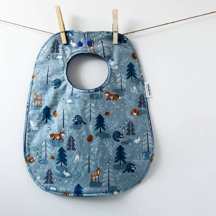 Wildlife Baby Bib - Blue for wholesale by Hip Violet