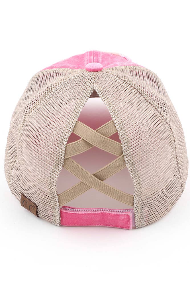 Hana - Wholesale Ponytail Cap - Women's - C.C Aloha Beaches Patch Distressed Pony Cap9