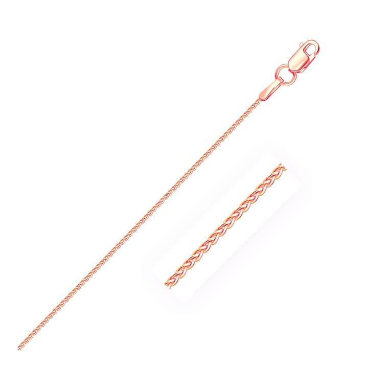 Corrente de Trigo Redonda em Ouro Rosa 14k (1,00 mm) por atacado de RubyAnn Jewelry
