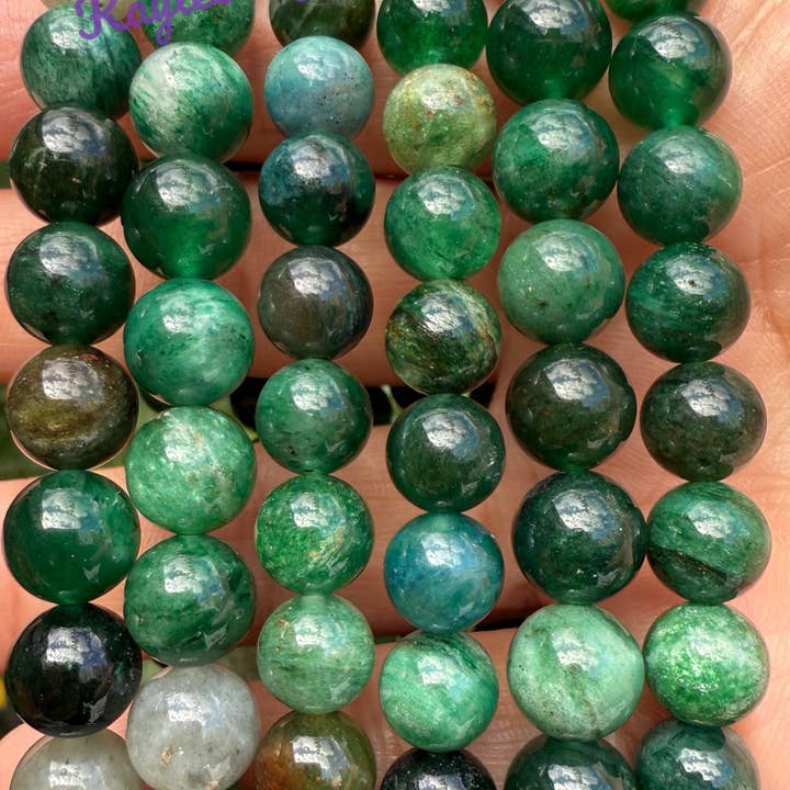 KayleeNYC - Wholesale Beaded Bracelet - 8mm Natural Green Lepidolite 7.5” Stretch Bracelet1