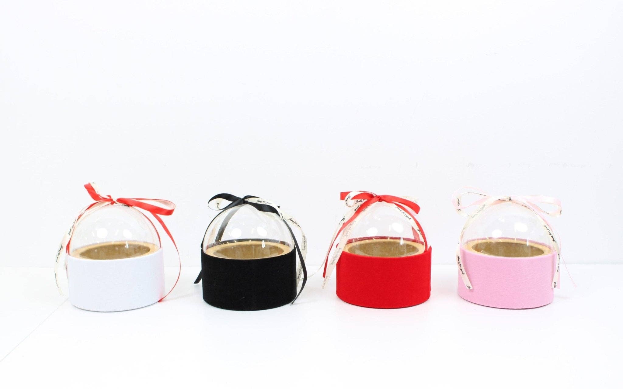 Elegant Design Supply - Vente Coffrets cadeaux - Boîte-cadeau ronde avec couvercle transparent et ruban6