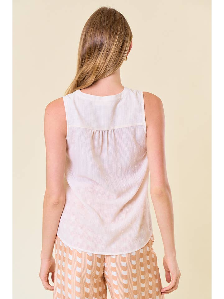 Doe and Rae - Venta al por mayor Blusa - Mujer - TOP TEJIDO SIN MANGAS CON CUELLO EN V - 44310T3